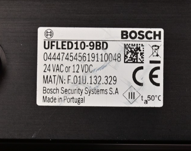 Bosch UFLED10-9BD IR Illuminator 10° 940nm w/ Cable 12VDC 24VAC No Glow Infrared