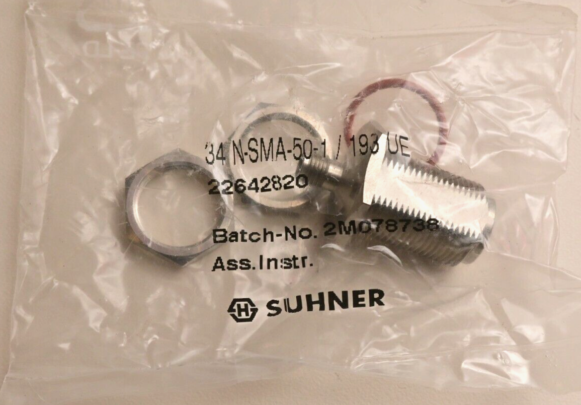 HUBER SUHNER N-female/SMA-female Bulkhead Adaptor LIST $145