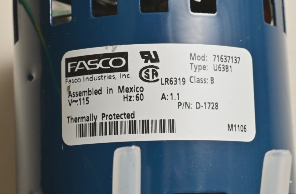 FASCO Cole Parmer Diaphragm Air/Vacuum Pump OEM Style 115V 71637137/U63B1/D-1728
