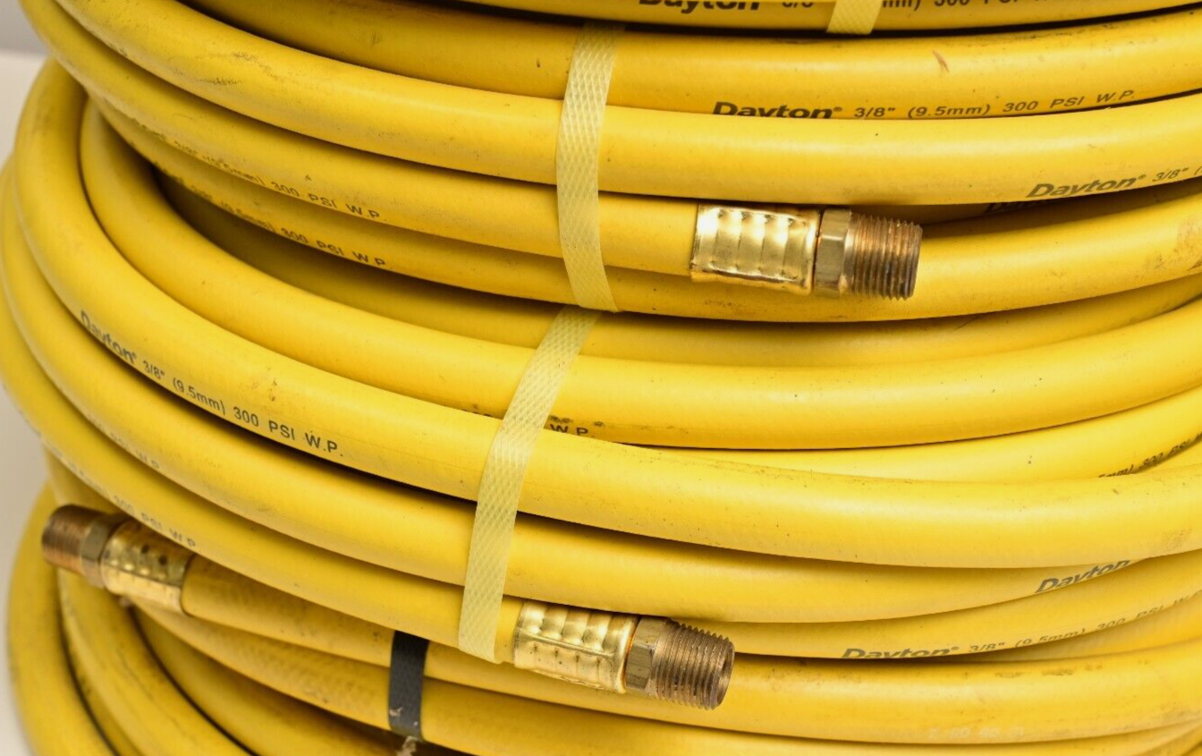 QTY 5 x 50ft Dayton 3/8" 9.5mm Air Hose 300PSI WP Yellow NOS