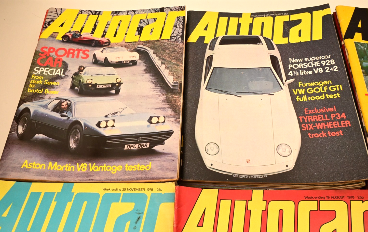 Lot of 81 Issues Autocar Magazine 1977 1978 Porsche Audi Saab Lotus Dusty Yellow