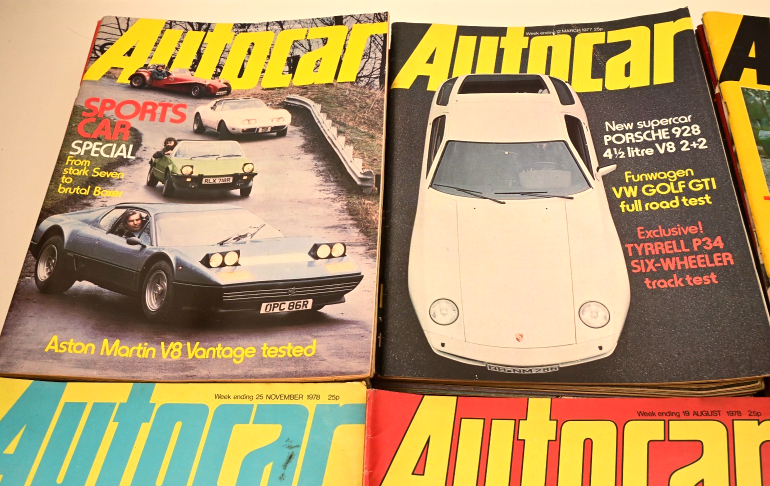 Lot of 81 Issues Autocar Magazine 1977 1978 Porsche Audi Saab Lotus Dusty Yellow