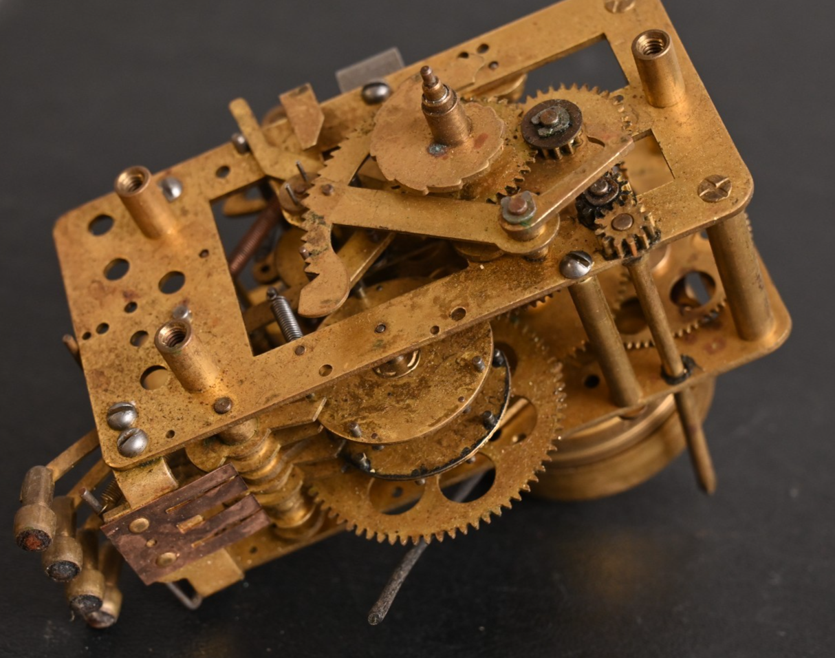 Antique Brass Clock Movement w/ Synchron 1RPM Motor Westminster Chime? 2176870