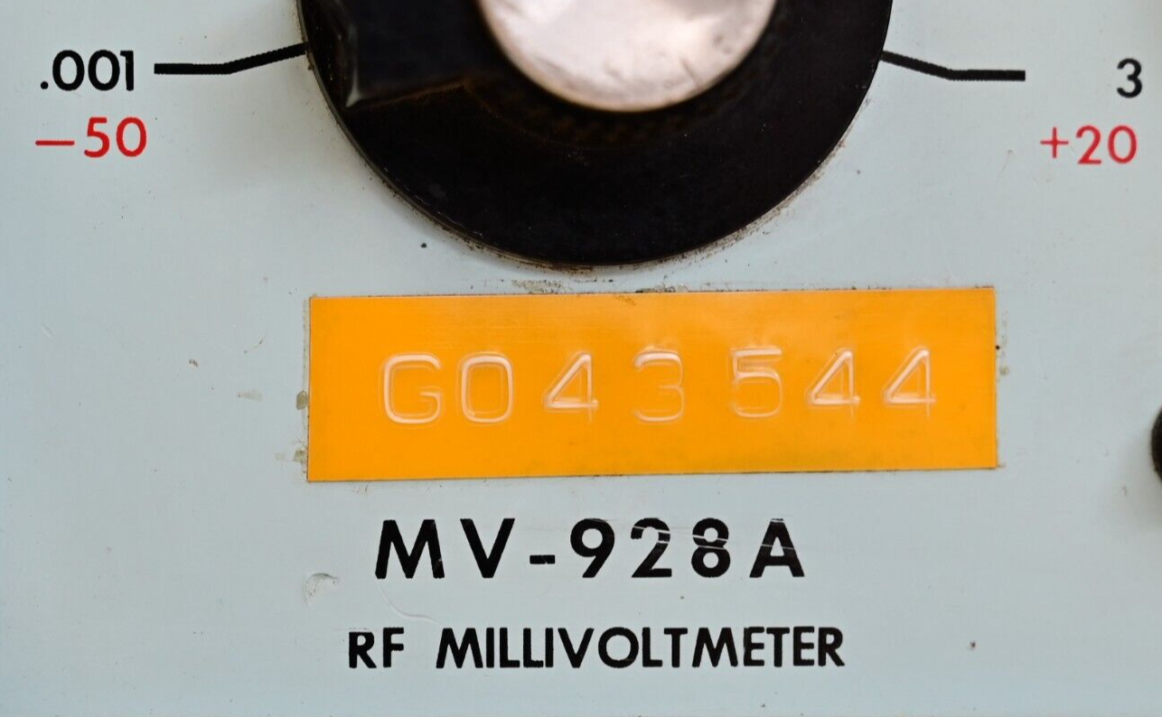 Millivac MV-928A RF Millivoltmeter Vintage Military Surplus Test Meter