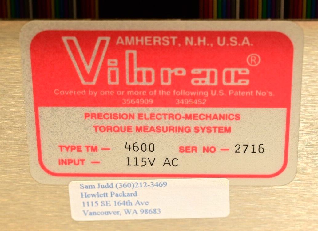 Vibrac 4600 Torque Measuring System Controller/Display AMCO 3U Enclosure