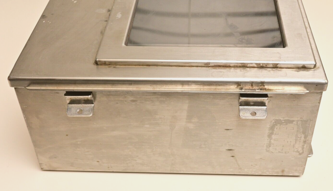 Hoffman Stainless J Box 14"x 12"x6" Continuous Hinge w/ Window A-1412CHNFSS/SPL