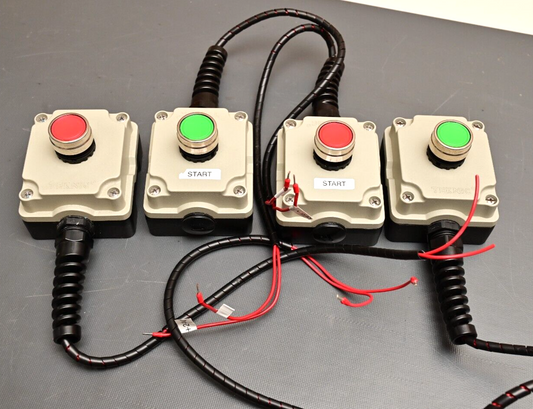 QTY 4 TEKNIC Industrial Red/Green Pushbuttons Button Cast Aluminum Surface Box