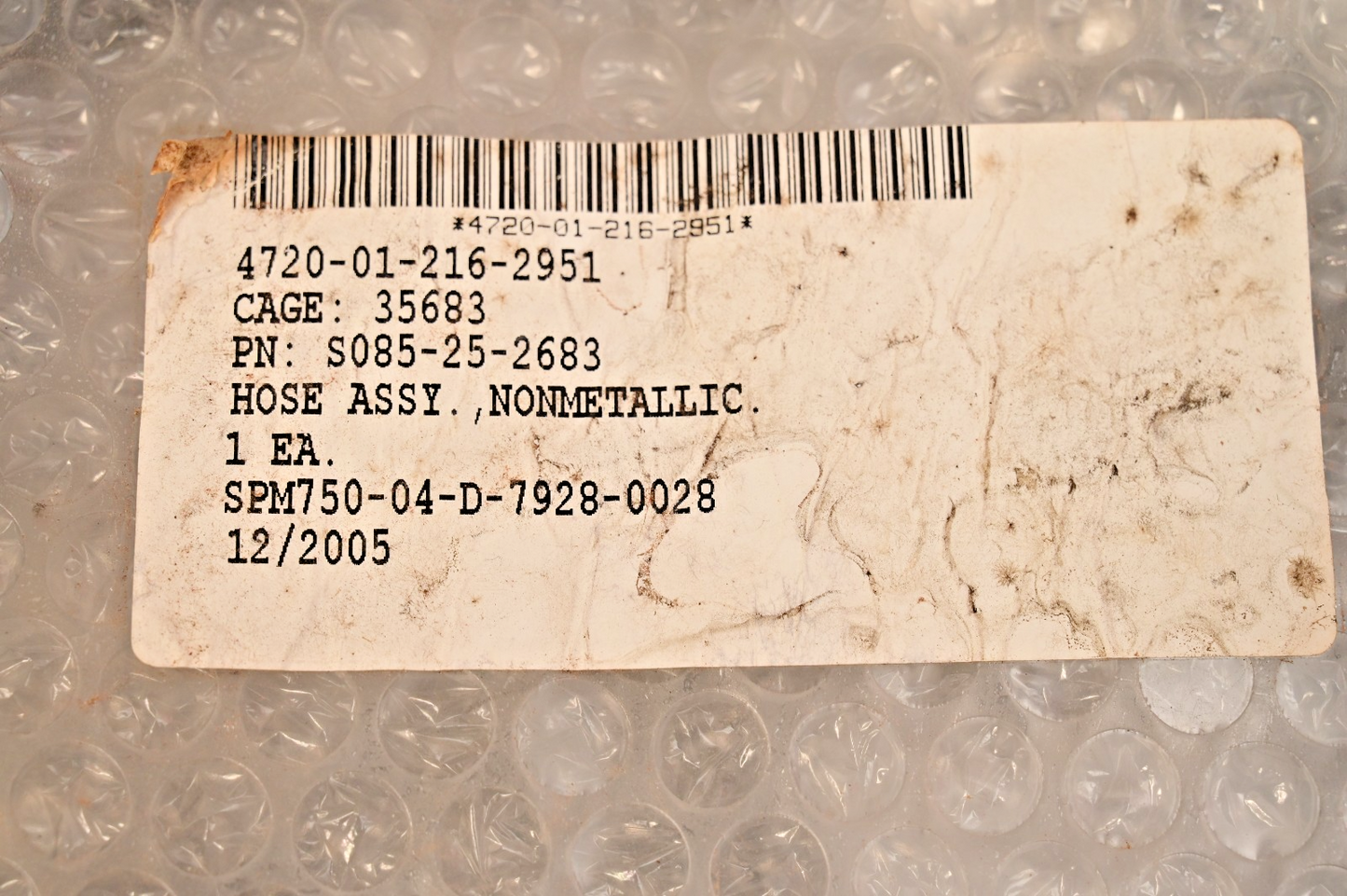 Nonmetallic Hose 4720-01-216-2951 Military Surplus CAGE 35683 PN S085-25-2683