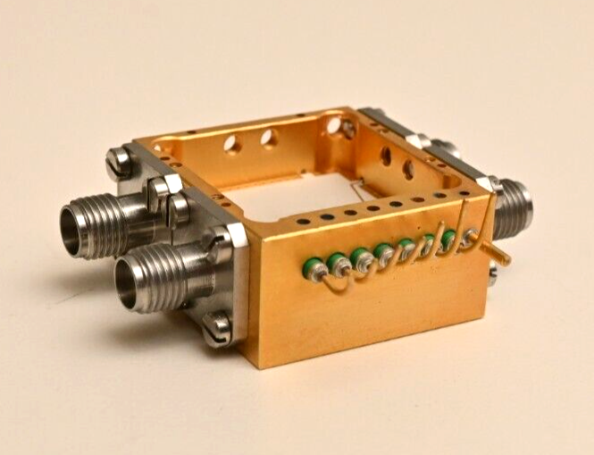 Small RF Prototype Enclosure Gold/Aluminum 4x SMA Connectors "ST PRA V21 1949"
