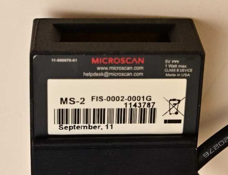 Microscan MS-2 Fixed Mount Industrial Barcode Scanner Integrated DB15 Cable