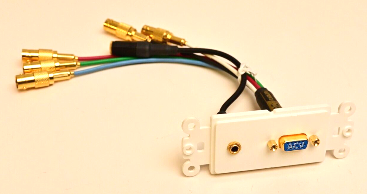 ACV Cables Gold Plated HD15 VGA to BNC Decora Plate A/V Adapter w/ 3.5mm Audio