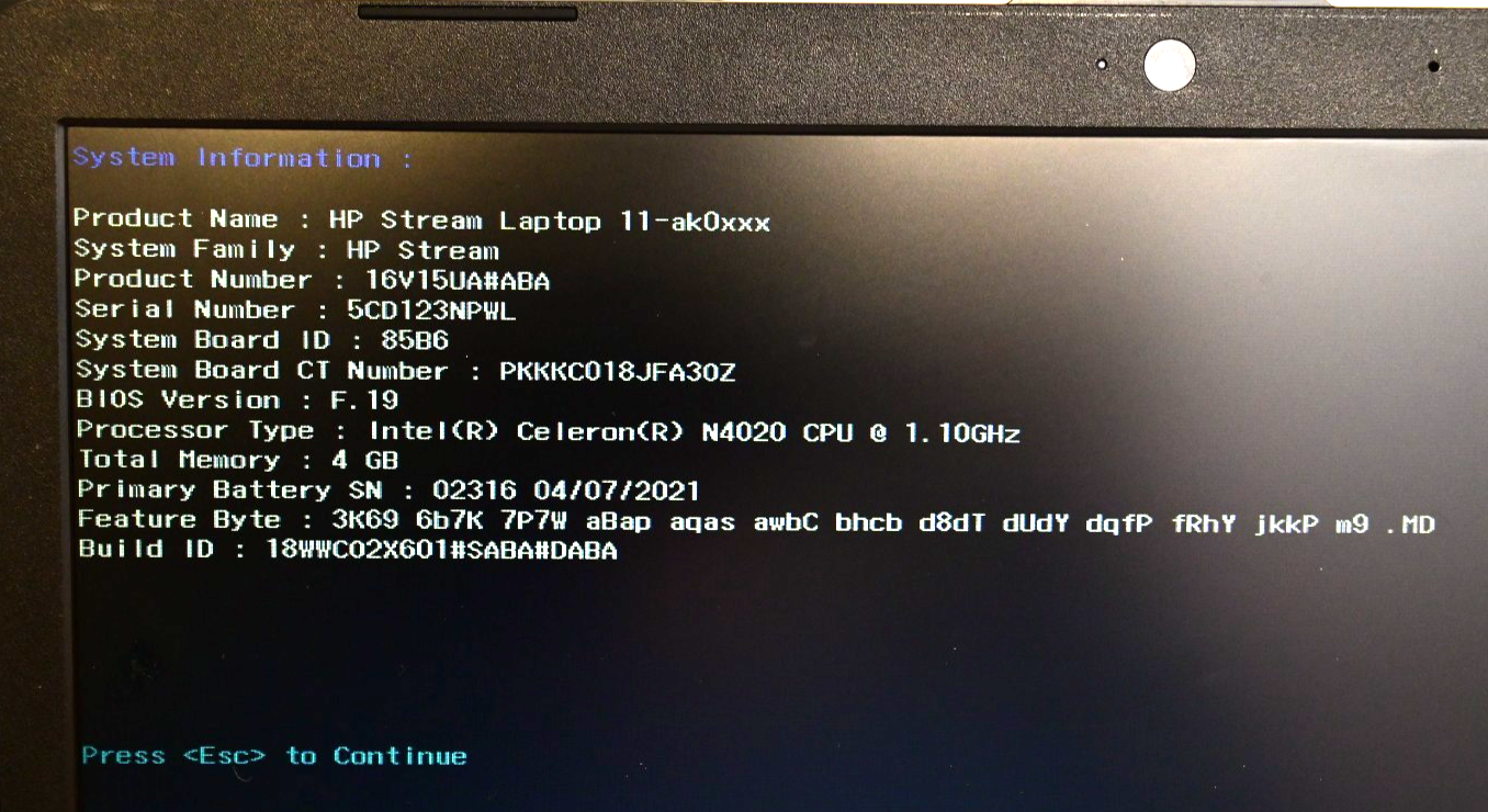 HP Stream Laptop Intel Celeron N4020 4GB RAM P/N 11-ak0035nr Windows