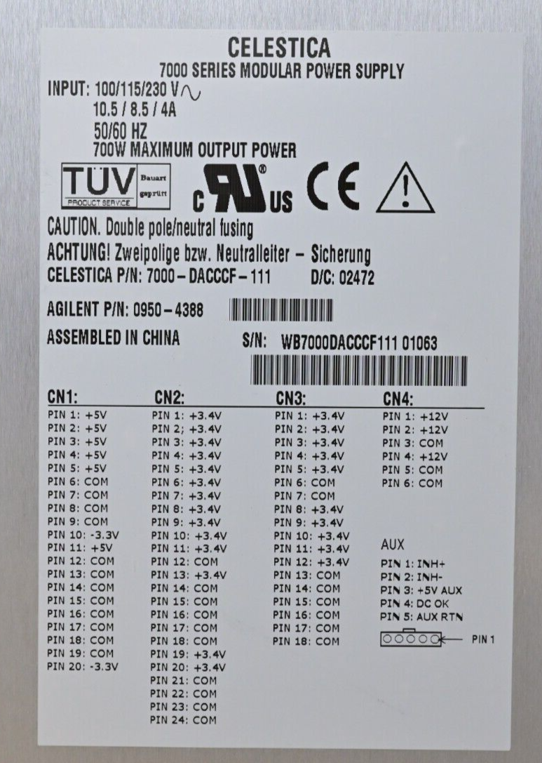 Agilent Celestica 7000 Series Modular Power Supply 3.4V 5V 12V 700W 0950-4388