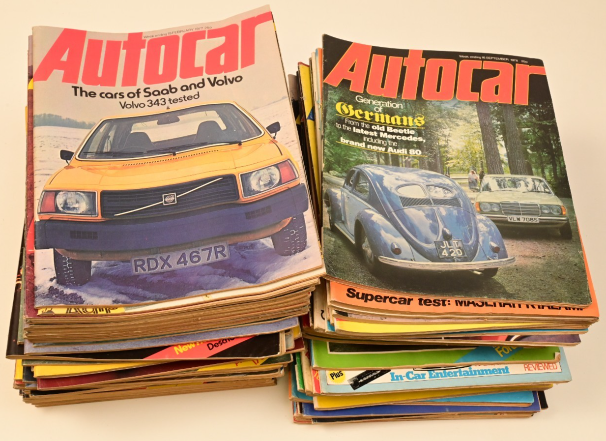 Lot of 81 Issues Autocar Magazine 1977 1978 Porsche Audi Saab Lotus Dusty Yellow