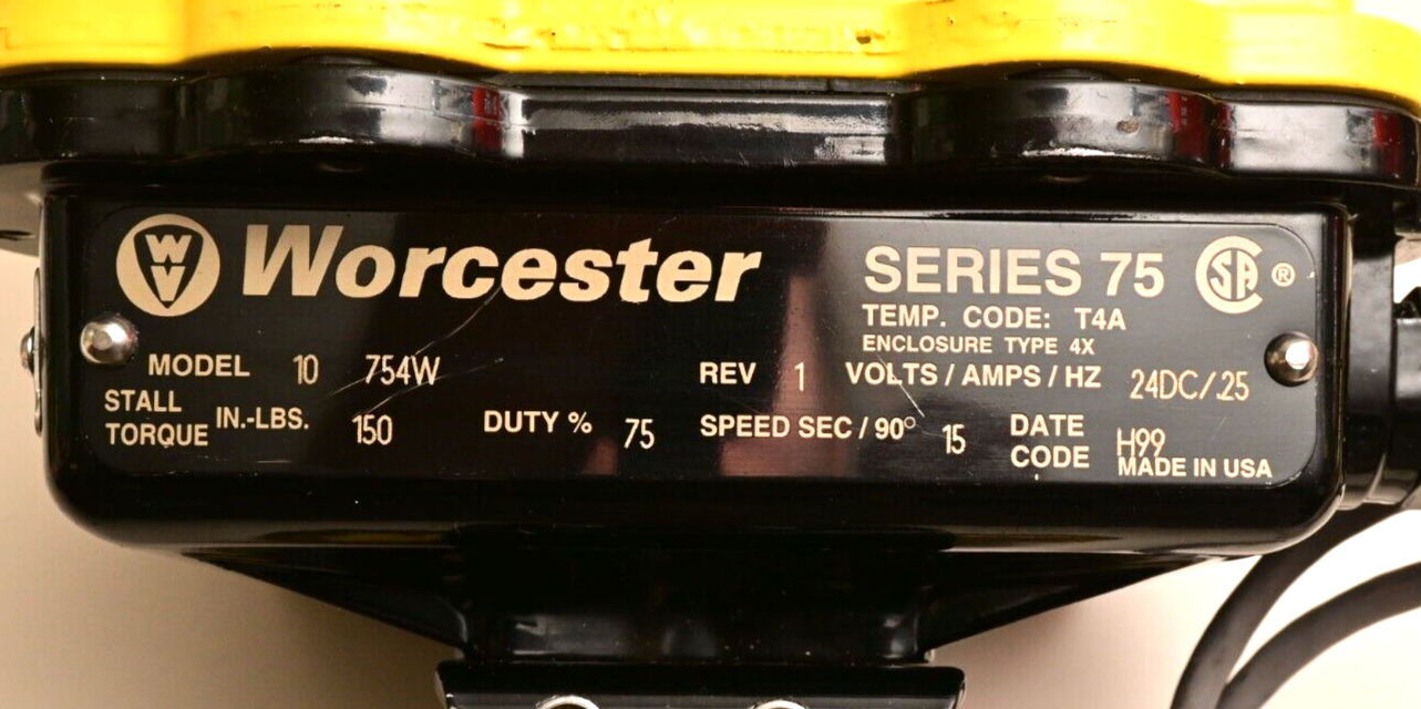 Worcester Series 75 Model 10 754W Electric Actuator Valve 1/2DS4466PTSE Swagelok
