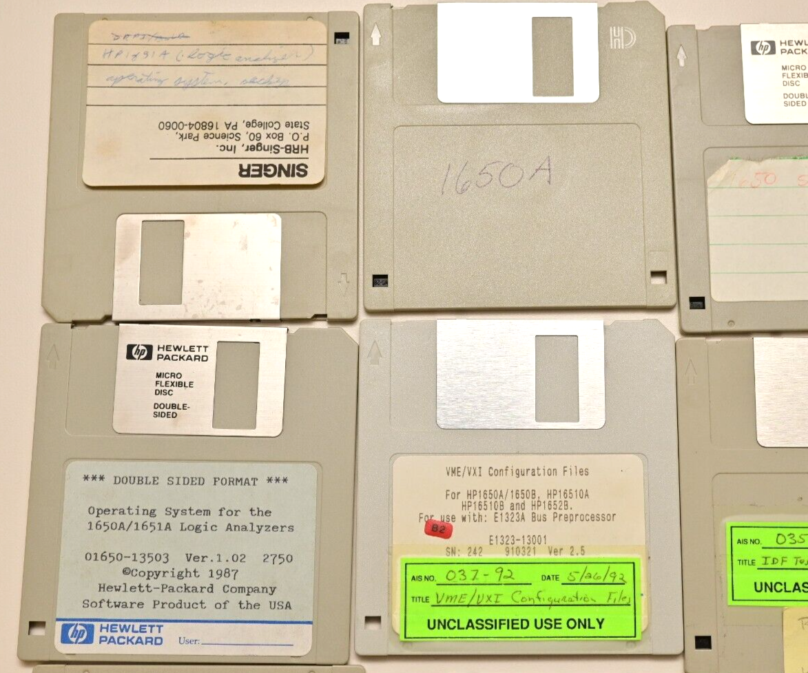 Lot 17 Vintage 3.5" Floppy Disks HP 1650A/1651A 1671G VME/VXI Config Test Files