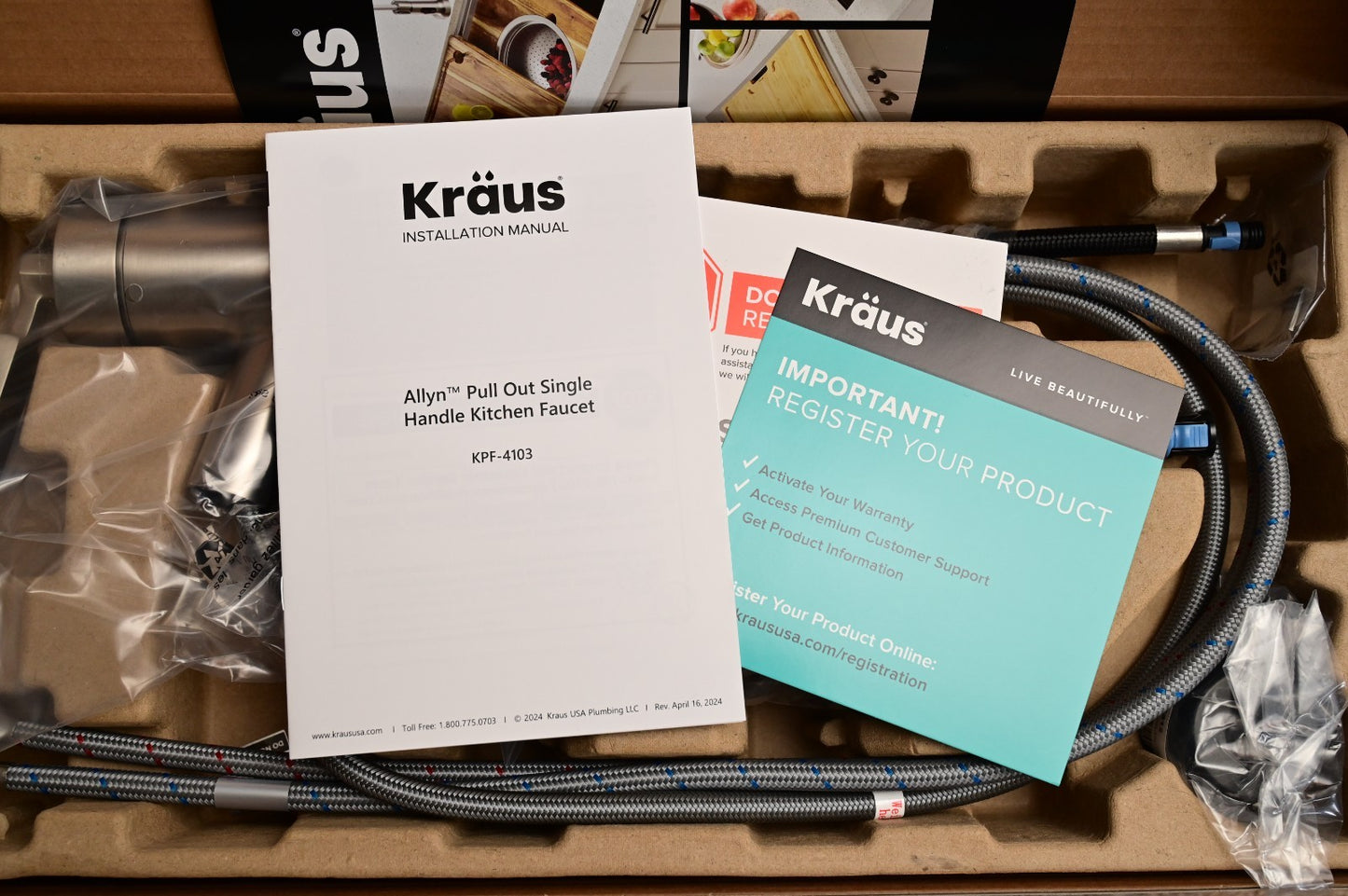 Kraus KPF-4103SFS Allyn Pull Out Kitchen Faucet Stainless Steel *MISSING HEAD*