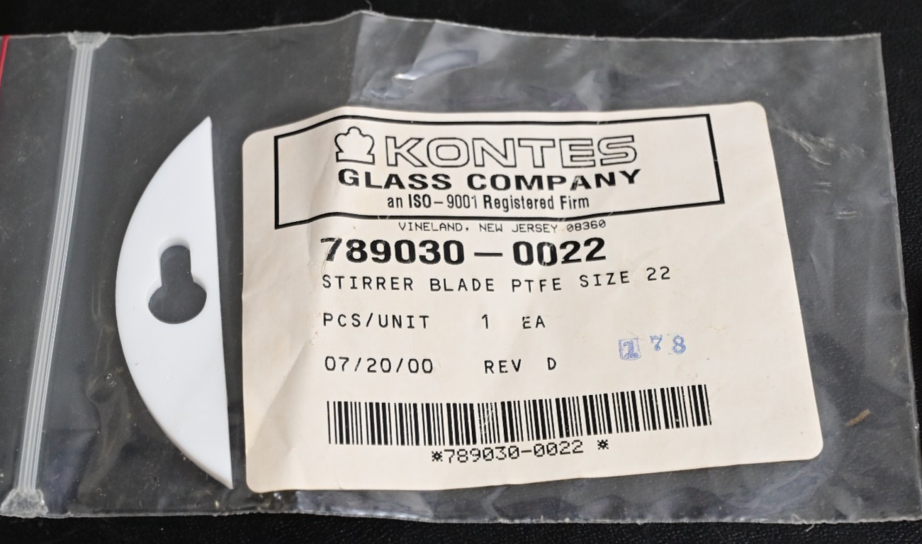 Lot of 16 PTFE Agitator Stirrer Blades Incl KONTES 789030-0022 NOS