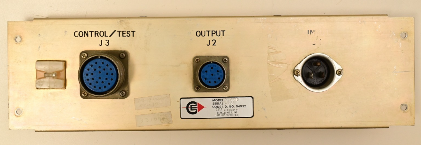 CEA Berkleonics Inverter Rear Panel Amphenol 20-7S 28-12S Military Connectors