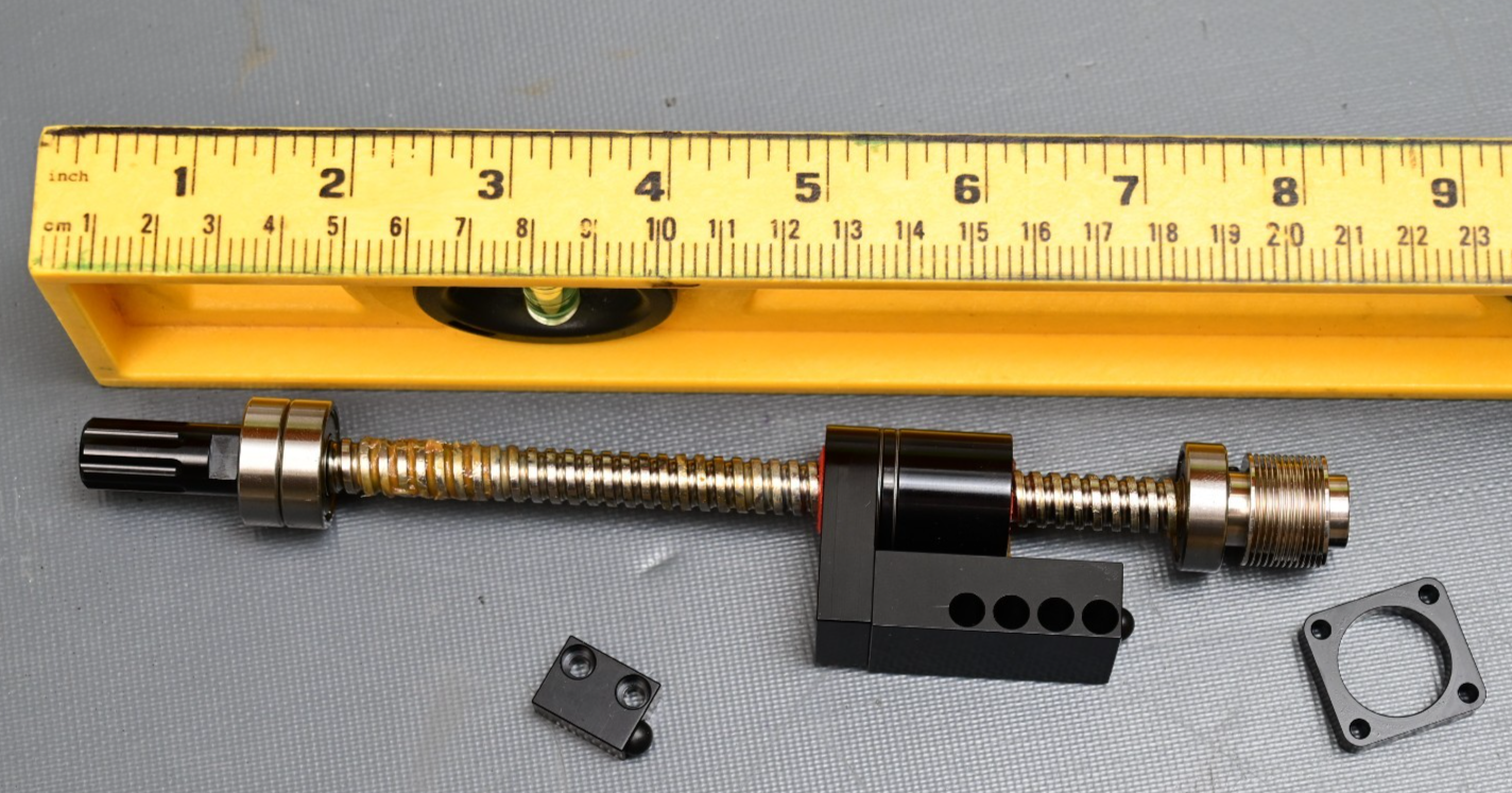 Lead Screw Assembly ~110mm Travel w/ Knob, Bearings, Motor Flex Coupler 6mm