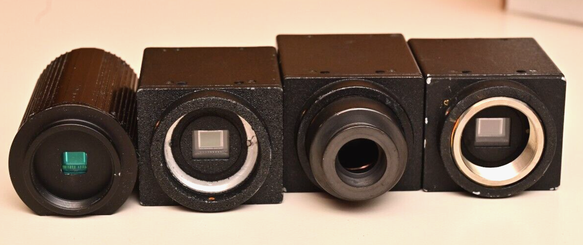 Lot of 4 PULNIX Machine Vision CCD Cameras C-Mount TM-7EX TM-7CN TMC-73M DC Iris