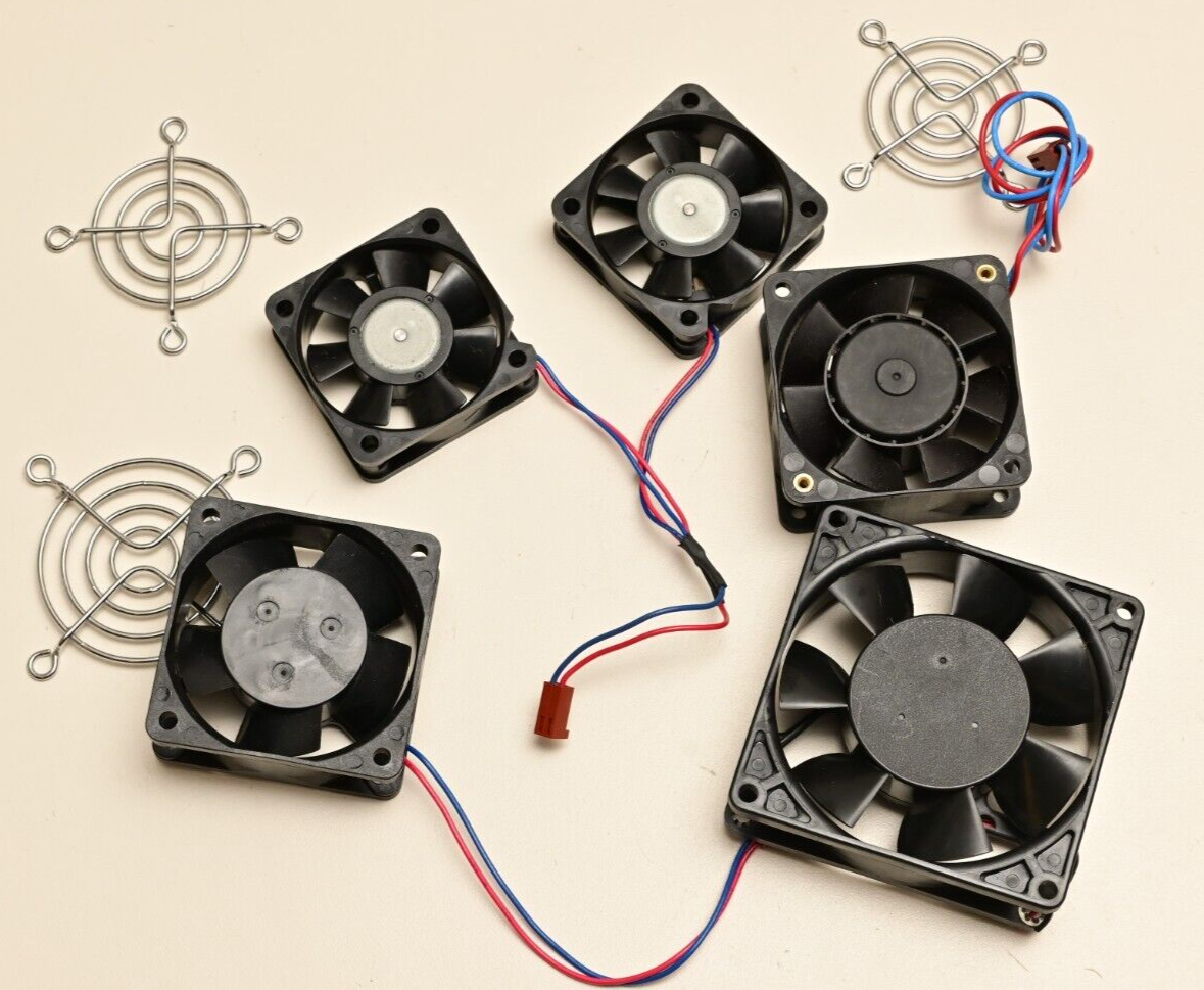 Lot of 5 High Quality DC Fans 12V Toyo Elina Papst Japan/Germany w/ 3 Grilles