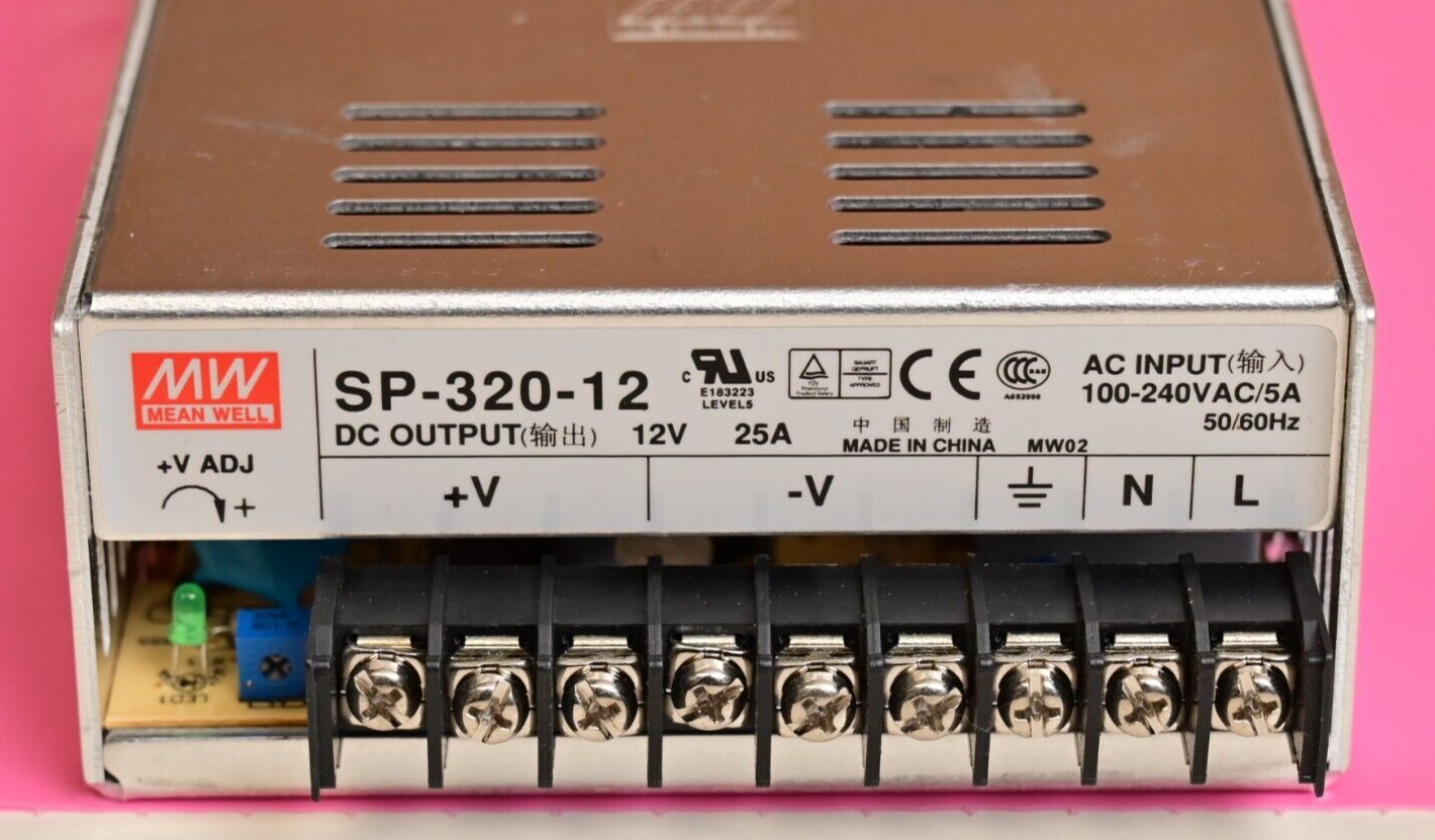 Mean Well SP-320-12 DC Power Supply 100-240VAC 12VDC@25A