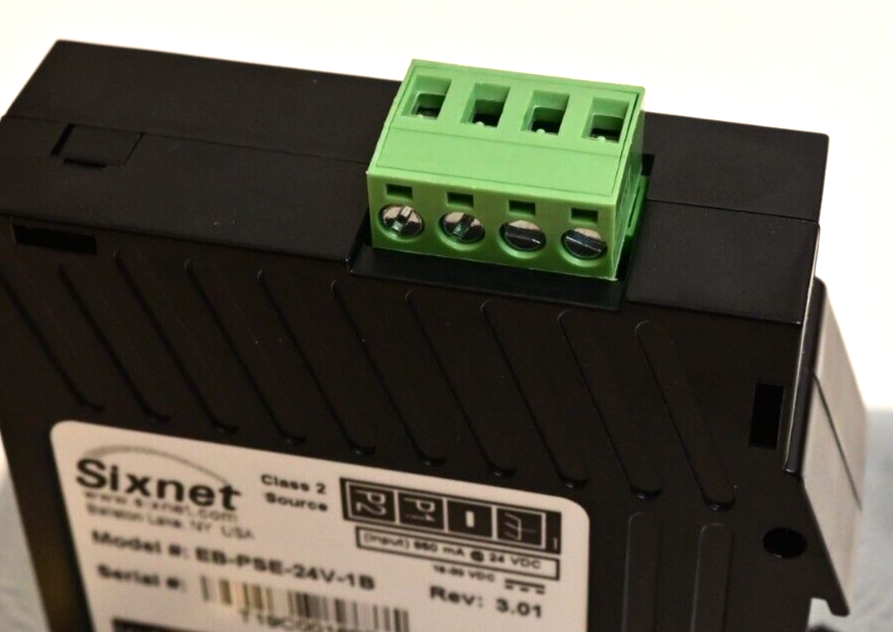 Sixnet Industrial PoE Power Injector 802.3af 48V@15.4W DIN Rail EB-PSE-24V-1B