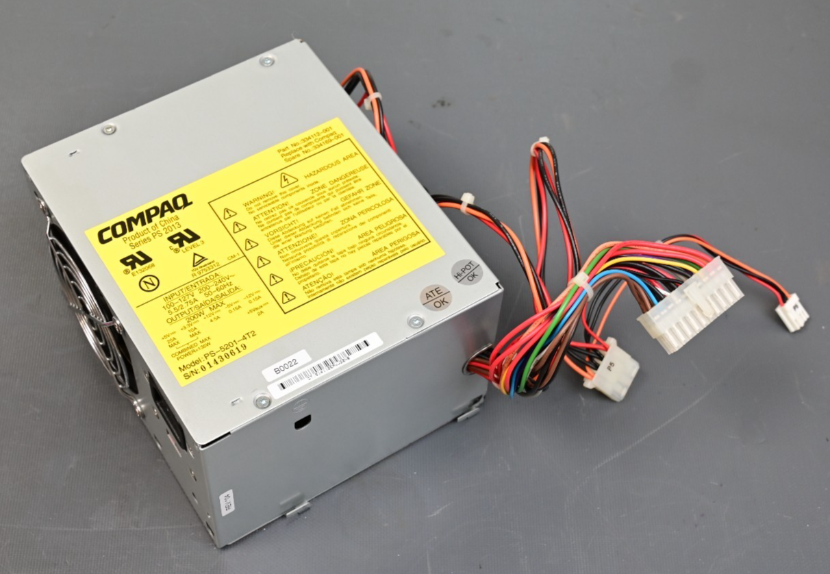 Compaq PS-5201-4T2 200W ATX Power Supply Vintage 1999 Tested OK See Notes