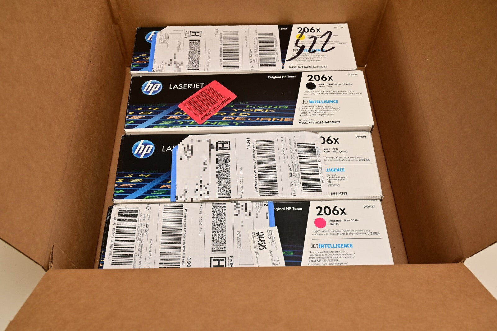 HP Laserjet 206X Black & 3-Color Toner EMPTY Toner Cartridges Genuine *EMPTY*