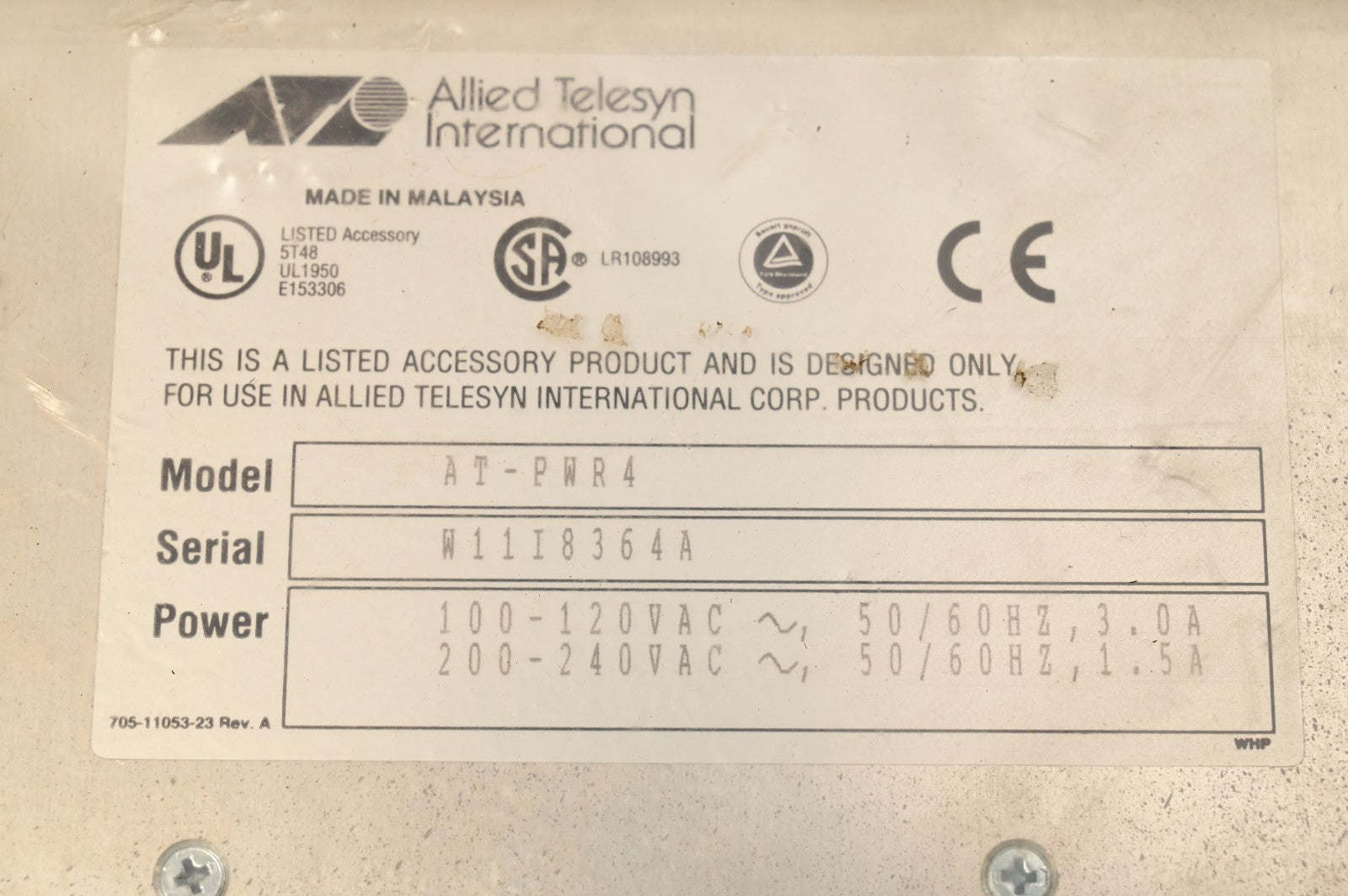 Allied Telesyn International ATI AT-PWR4 Power Supply Module NOS