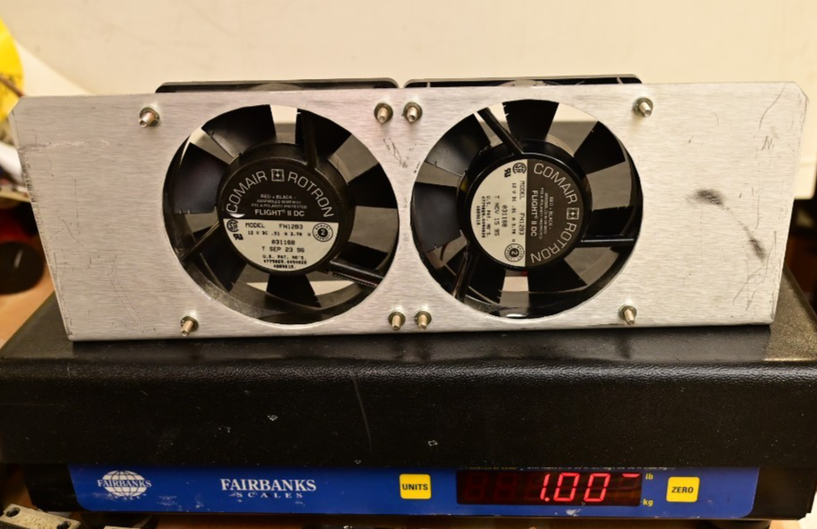 QTY 2 Comair Rotron Flight II DC Fans 12V 3.7W Mounted to Aluminum Bracket