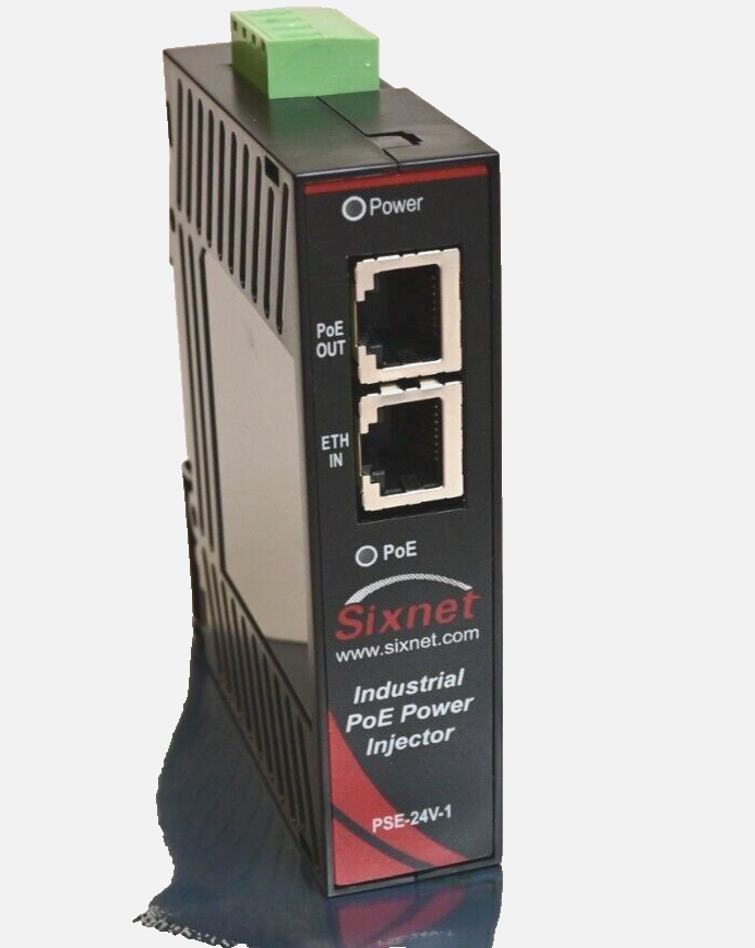 Sixnet Industrial PoE Power Injector 802.3af 48V@15.4W DIN Rail EB-PSE-24V-1B