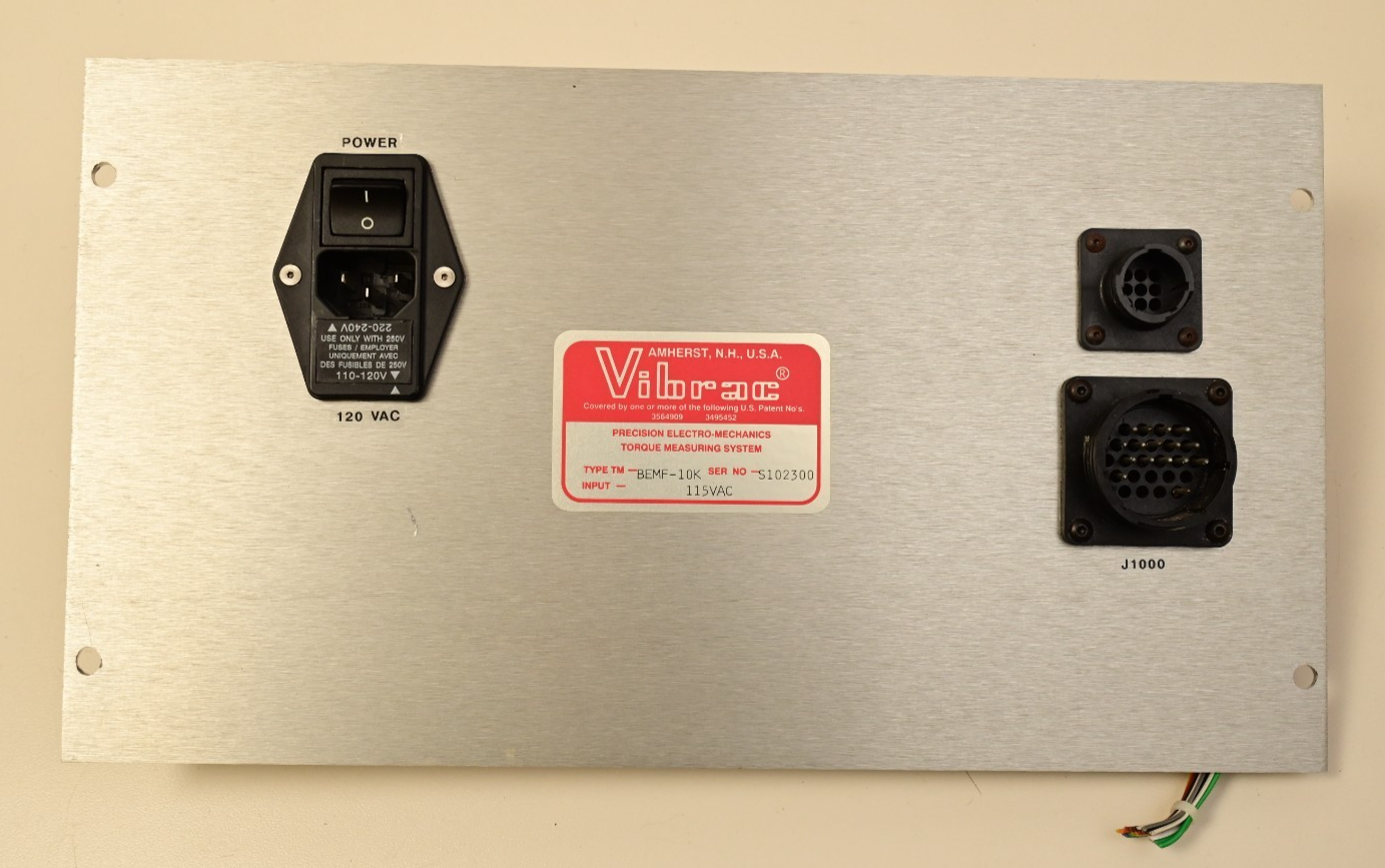 Vibrac Torque Tester BEMF-10K Rear Panel w/ J1000 Connector
