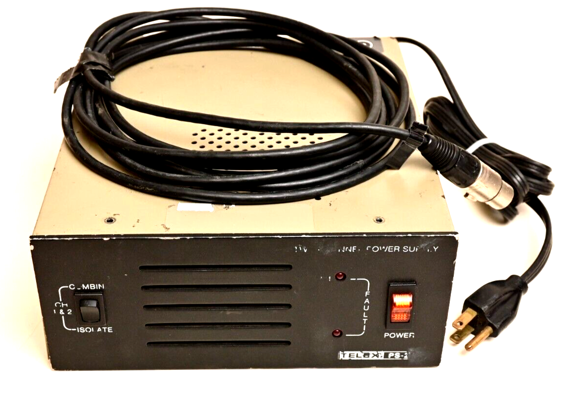 Telex PS-2L 2-Channel Power Supply Intercoms XLR Connectors 24V w/ 15ft Cable
