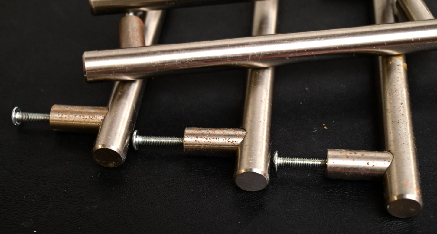 QTY 5 Cabinet/Drawer Pulls Handles Steel Brushed Finish 6.5" x 1.5" x 9/16 Round