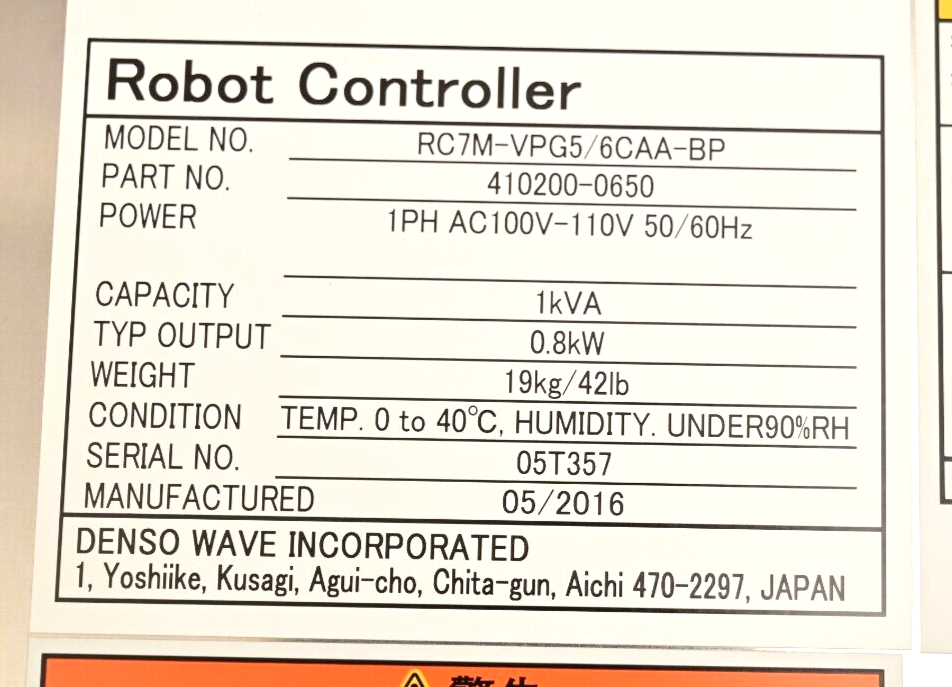 Denso Wave Robot Controller RC7M-VPG5/6CAA-BP  2016/2018 Excellent