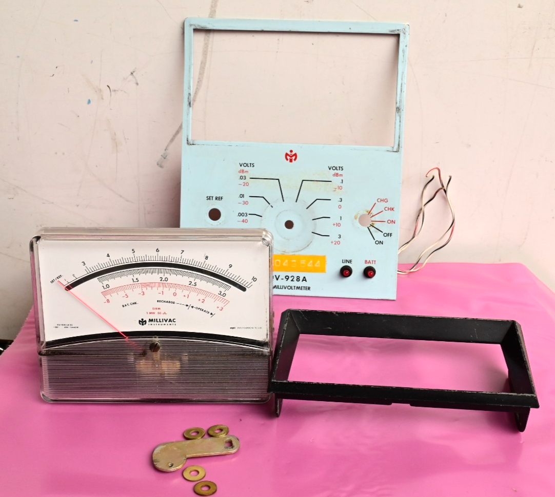 Millivac RF Voltmeter Front Panel with API Instruments 602 Analog Panel Meter
