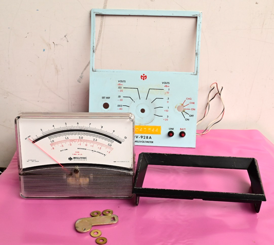 Millivac RF Voltmeter Front Panel with API Instruments 602 Analog Panel Meter