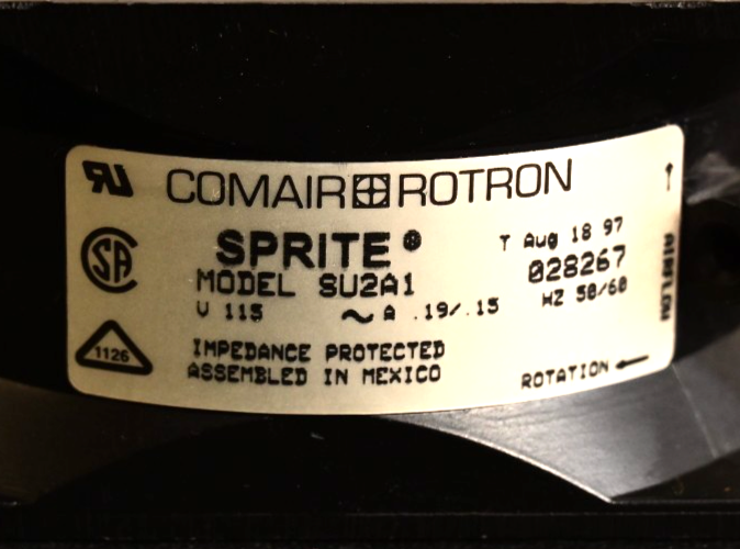 COMAIR ROTRON Sprite SU2A1 Fan 115VAC 0.15A Vintage 1997 50/60Hz