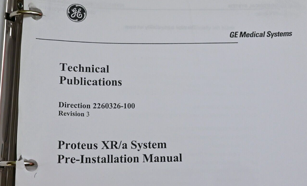 GE Proteus X-Ray XR/a System Service and Pre-Installation Manuals w/ Schematics