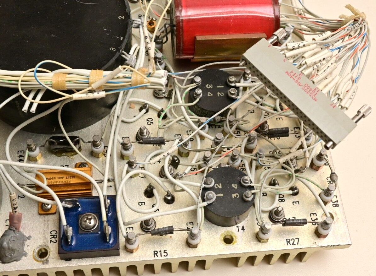 Vintage Military Power Supply Heat Sink Circuit Board Torotel Xfrmrs/Chokes/Caps