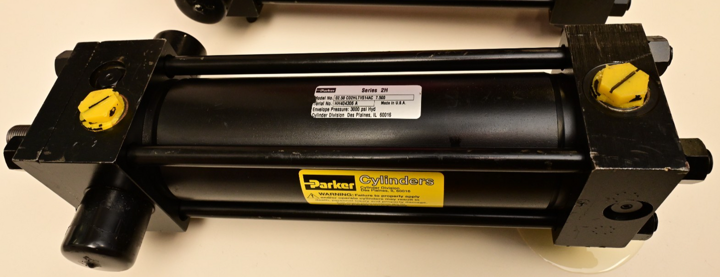 QTY 2 Parker Series 2H Hydraulic Cylinders 2.5"x7.5" 02.50 CD2HLTVS14AC 3000PSI