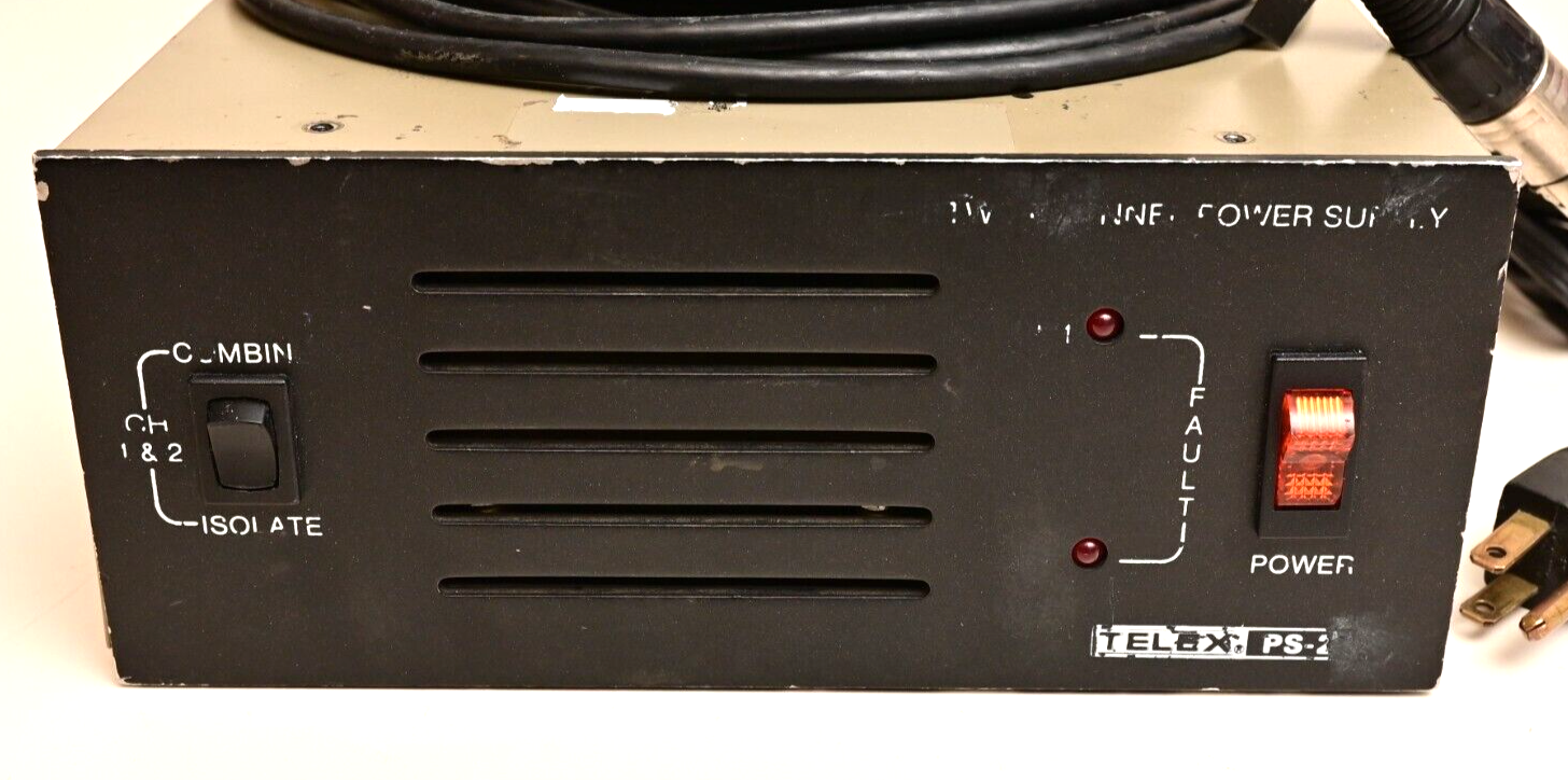 Telex PS-2L 2-Channel Power Supply Intercoms XLR Connectors 24V w/ 15ft Cable
