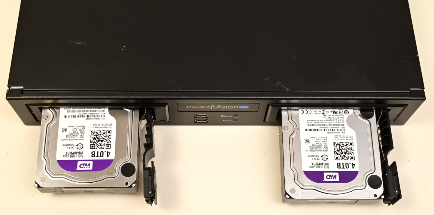 ExacqVision ELP NVR 2x4TB HDD 9-Camera License Exacq 1U Rack Mount IP04-04T-ELPR