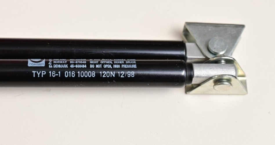 QTY 2 Gas Cylinder Support Rods w/ Mounts ~9-14" 120N Stockholms Fjader 16-1