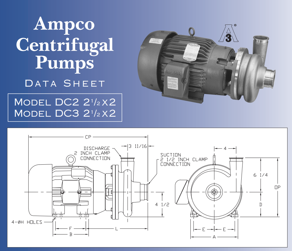 AMPCO 2½X2 DC2 Centrifugal Pump Head 316 Stainless