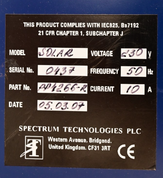 Spectrum Technologies SOLAR UV Laser Head PP4266-R Aerospace Wire Marking As-is