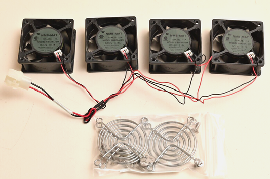 QTY 4 NMB-MAT 12V DC Fans Wired in Parallel 12V@0.17A FBA06A12M 60mm w/ Grilles