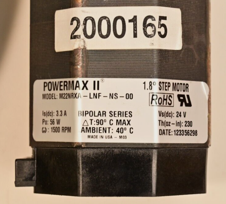 230oz-in NEMA23 1.8deg Bipolar Stepper 56W 3.3A Powermax II M22NRXA-LNF-NS-00